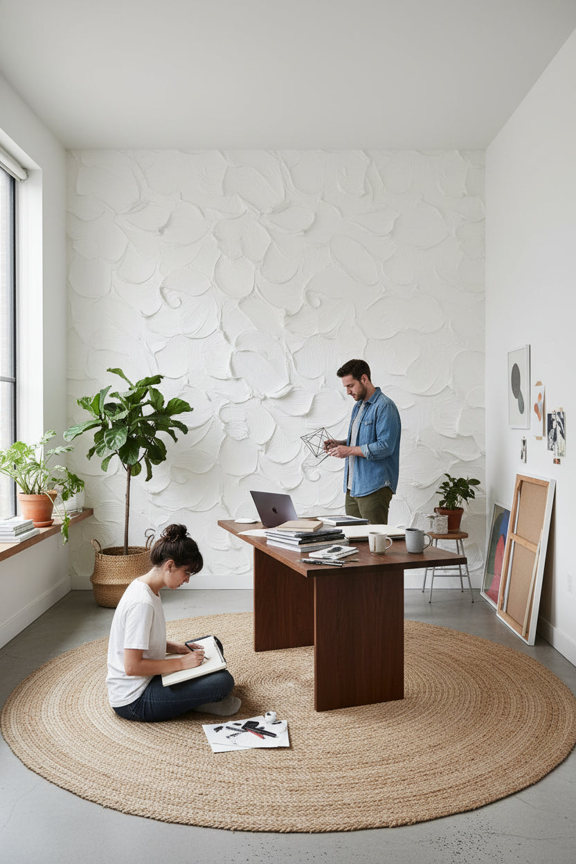 Abstract Wallpaper Texture Removable Ivory Wall Mural