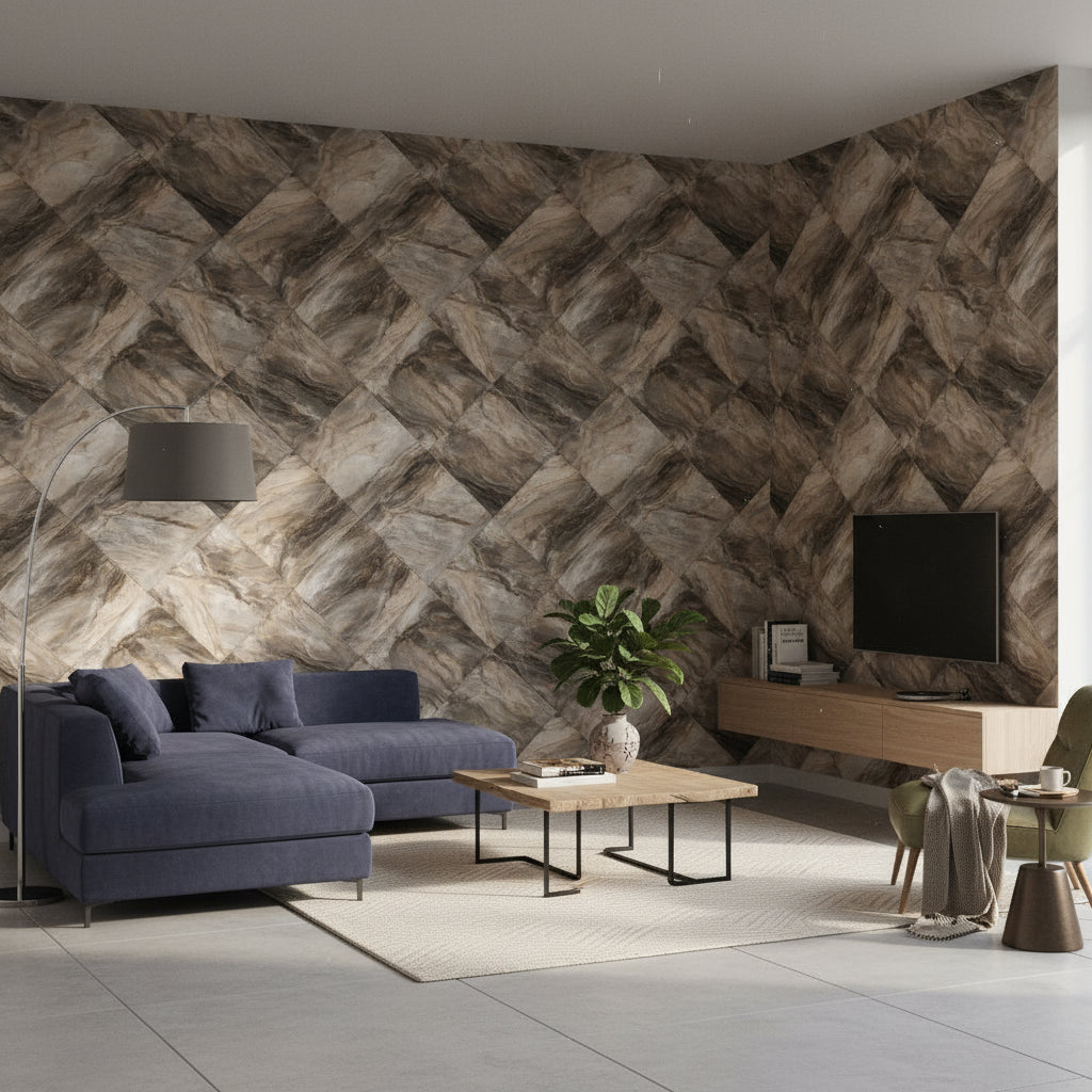 Textured Brown and Gray Stone Abstract Wallpaper
