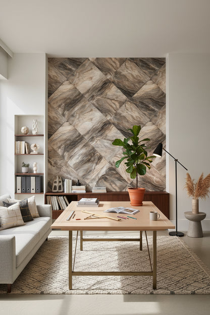 Textured Brown and Gray Stone Abstract Wallpaper