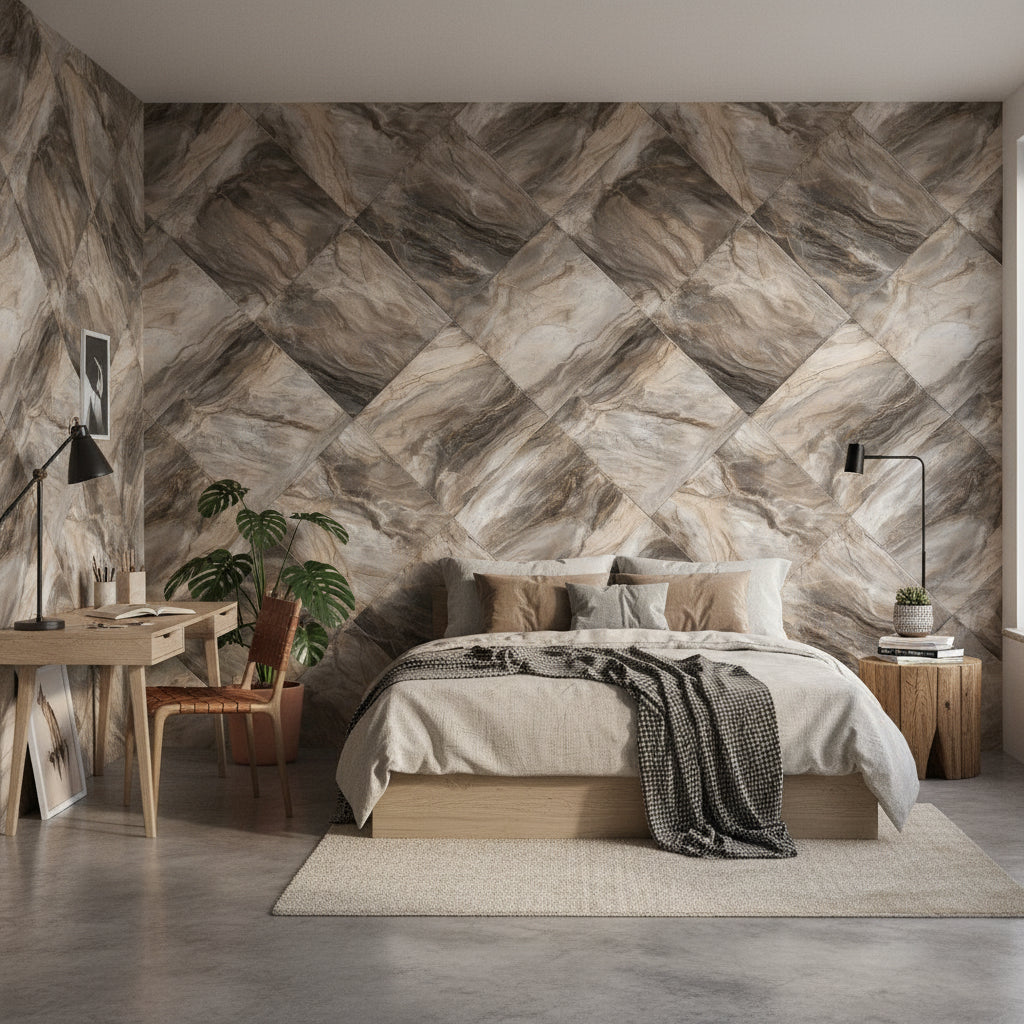 Textured Brown and Gray Stone Abstract Wallpaper