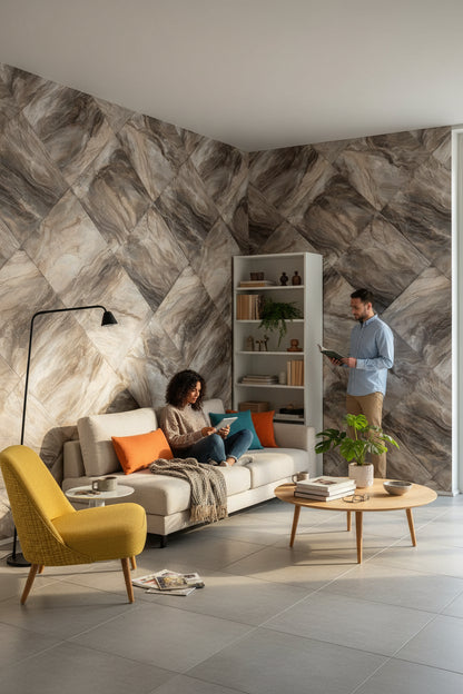 Textured Brown and Gray Stone Abstract Wallpaper