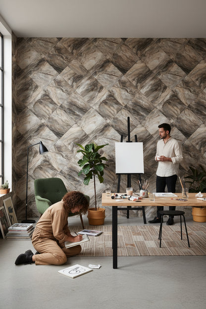 Textured Brown and Gray Stone Abstract Wallpaper