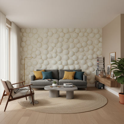 Cream Textured 3D Circle Wallpaper