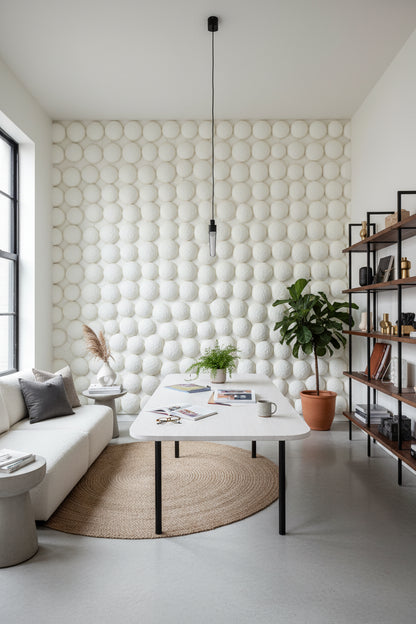 Cream Textured 3D Circle Wallpaper