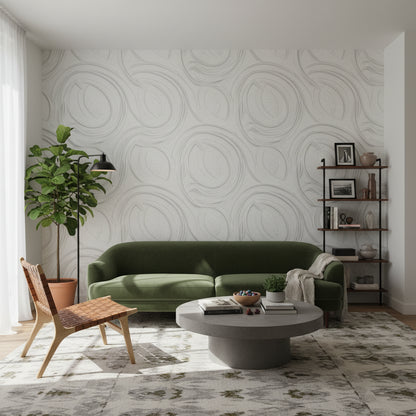 Cream Textured 3D Circular Pattern Wallpaper