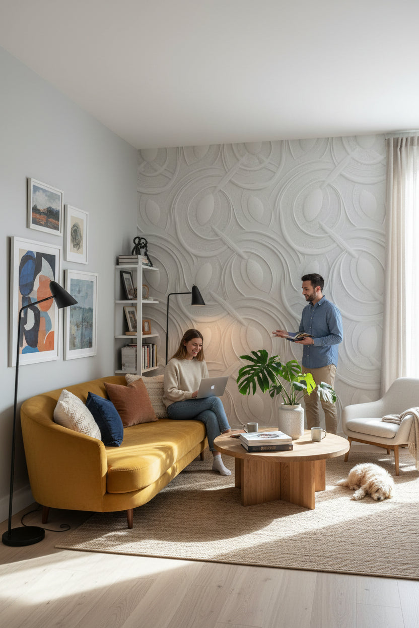 Abstract Wallpaper Geometric Gray Wall Decor