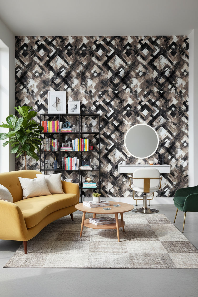 Earthy Brown Geometric Abstract Wallpaper