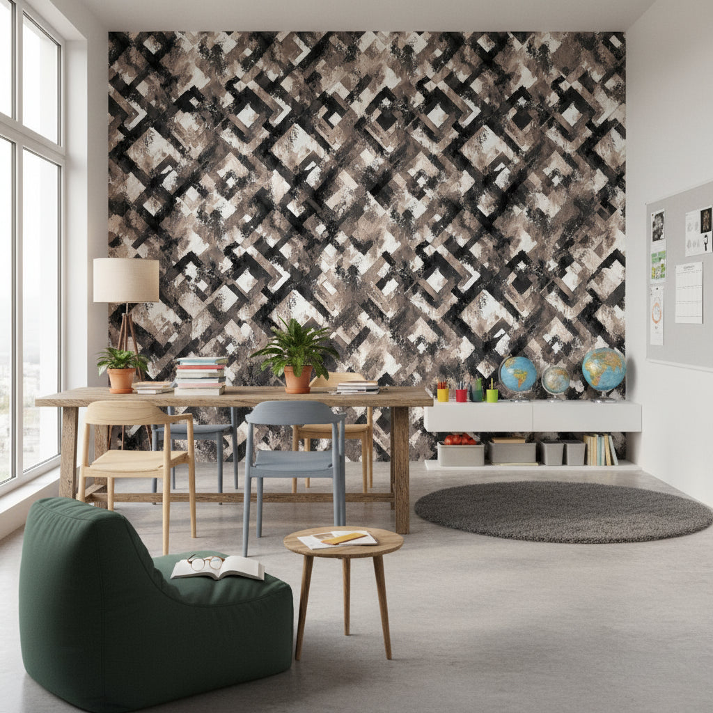 Earthy Brown Geometric Abstract Wallpaper