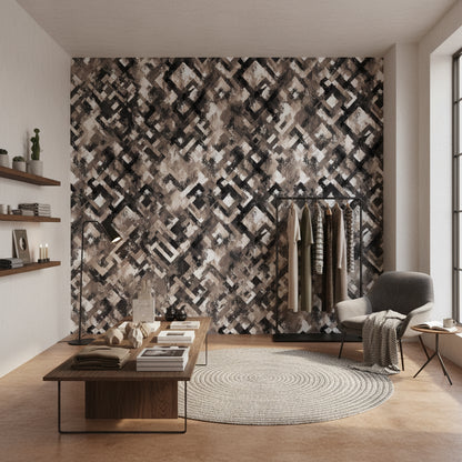 Earthy Brown Geometric Abstract Wallpaper