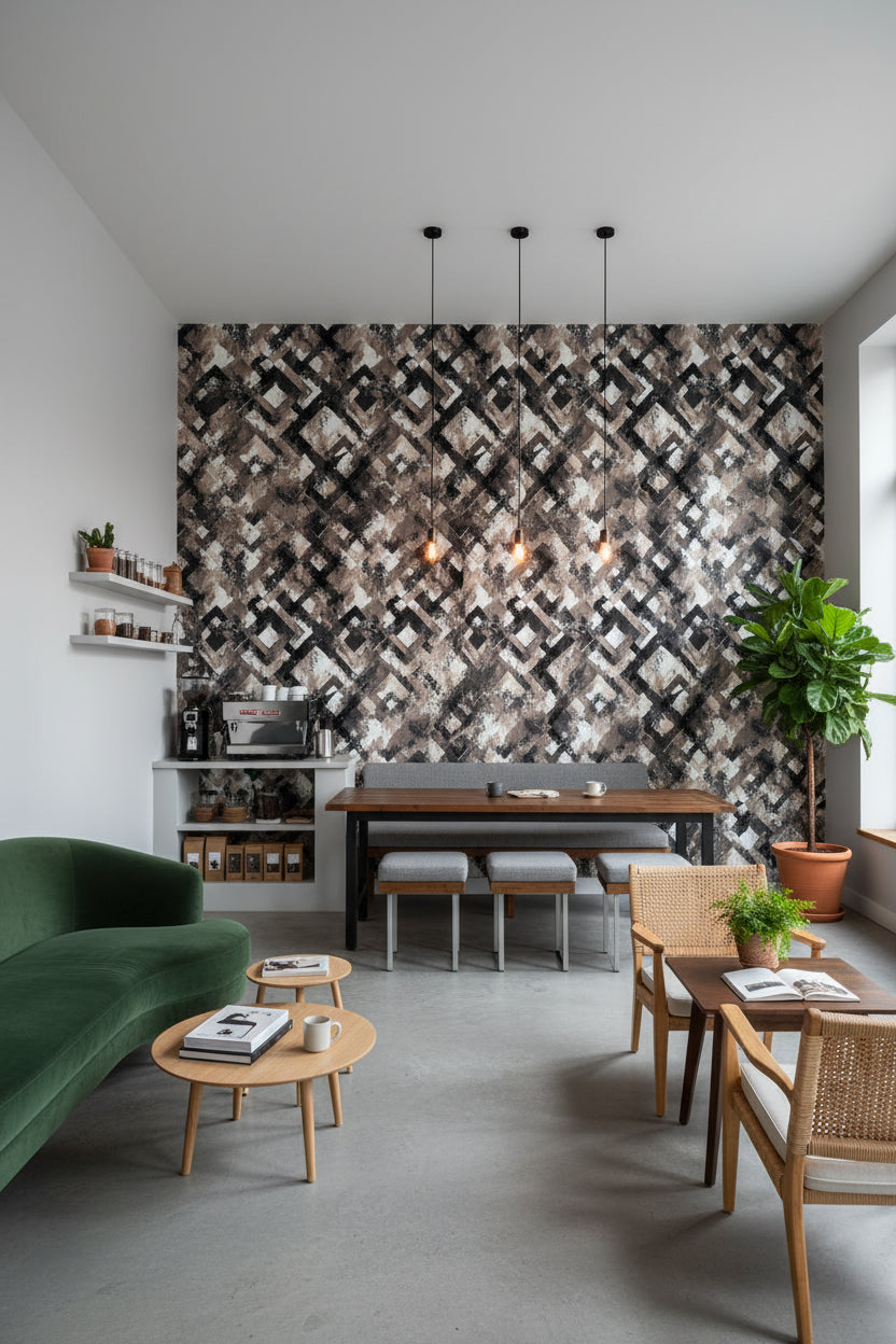 Earthy Brown Geometric Abstract Wallpaper