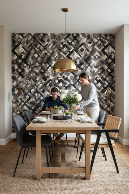 Earthy Brown Geometric Abstract Wallpaper