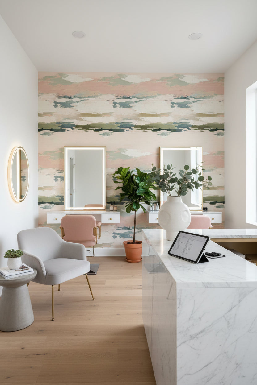 Cream Pastel Abstract Brushstroke Wallpaper