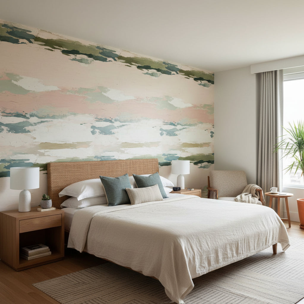 Cream Pastel Abstract Brushstroke Wallpaper