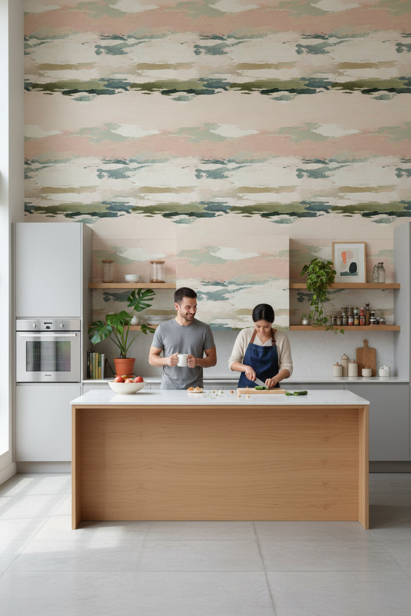 Cream Pastel Abstract Brushstroke Wallpaper