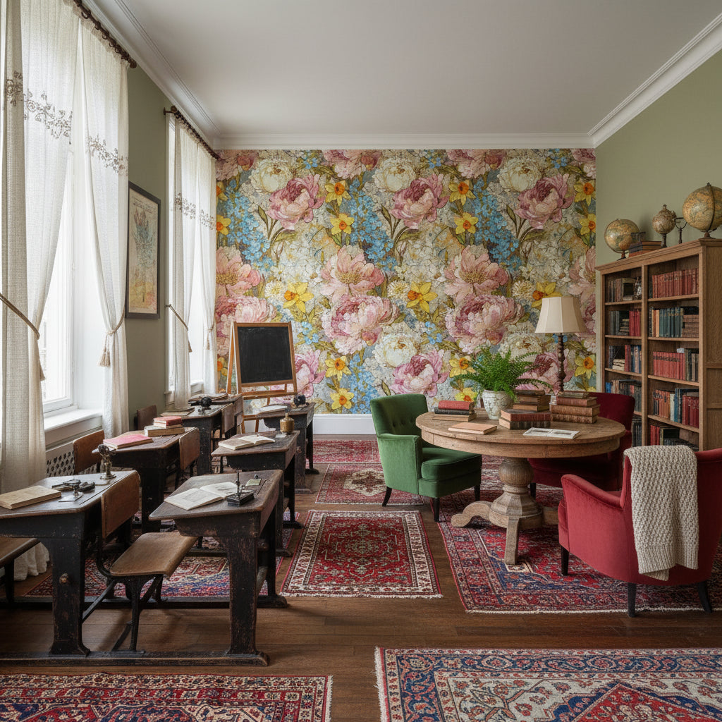 Vintage Floral Wallpaper Classic Traditional Wall Mural