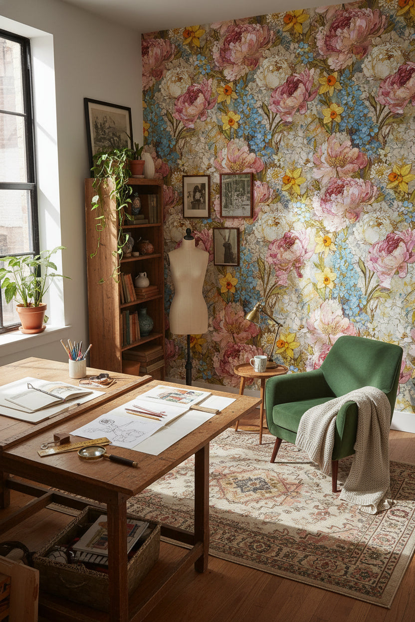 Vintage Floral Wallpaper Classic Traditional Wall Mural