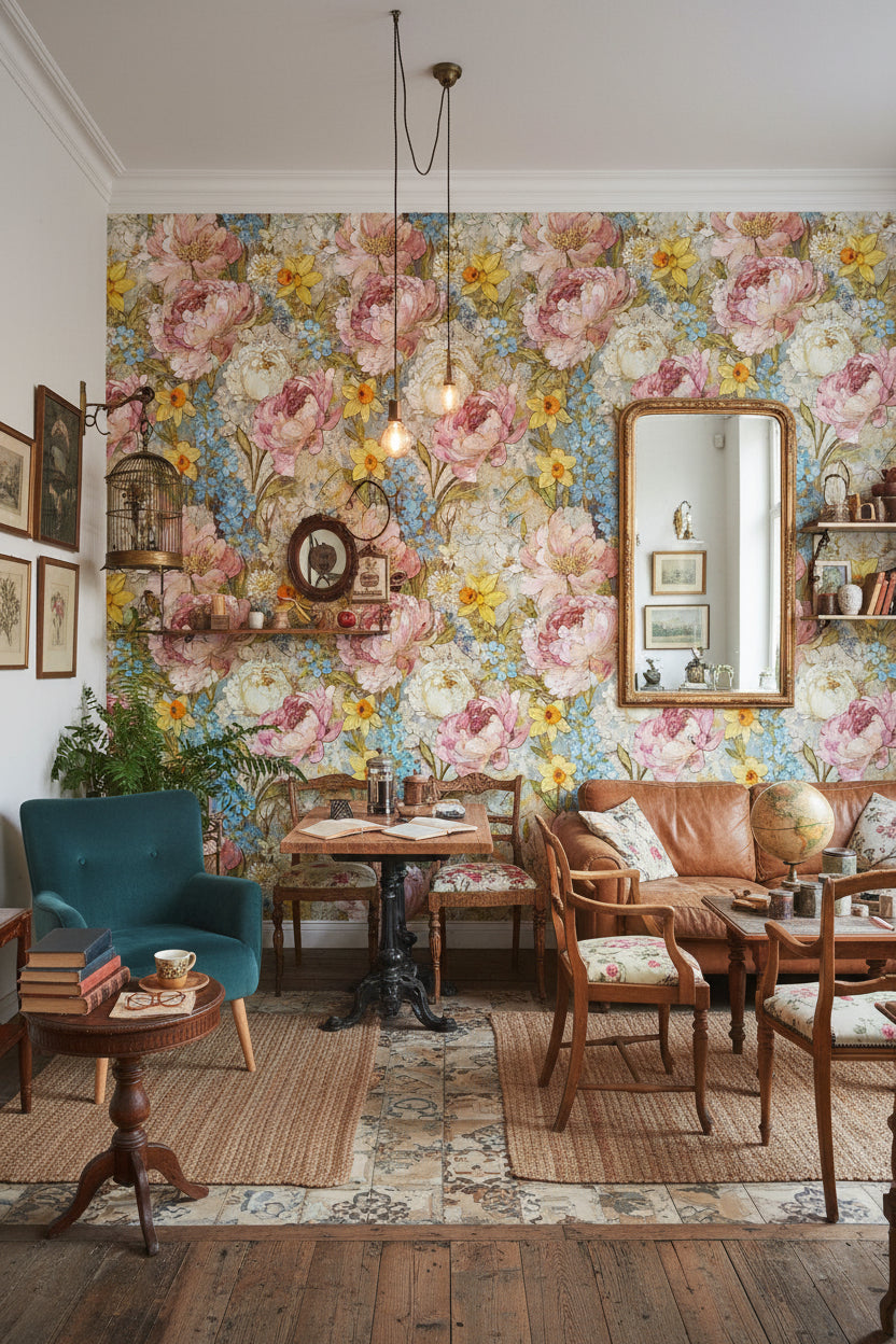 Vintage Floral Wallpaper Classic Traditional Wall Mural