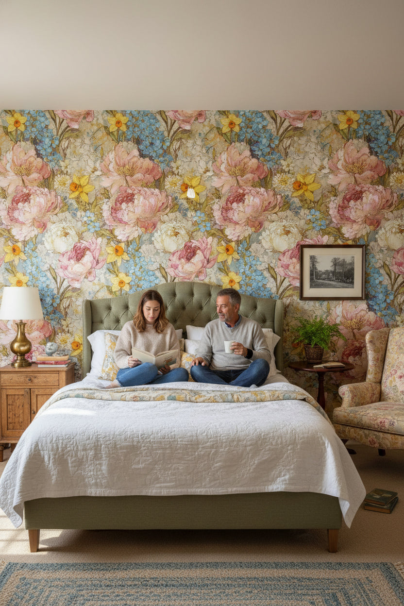 Vintage Floral Wallpaper Classic Traditional Wall Mural