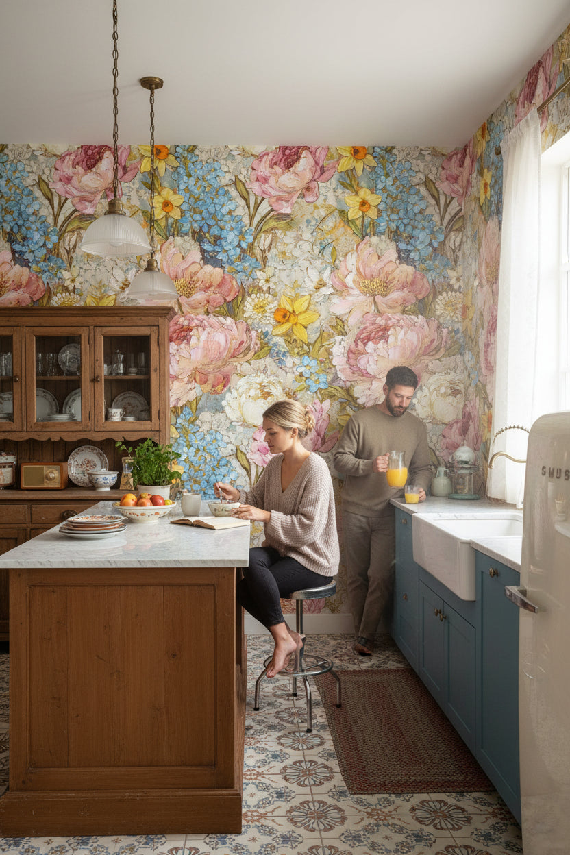 Vintage Floral Wallpaper Classic Traditional Wall Mural