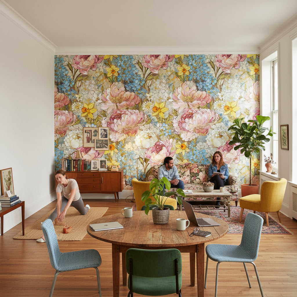 Vintage Floral Wallpaper Classic Traditional Wall Mural