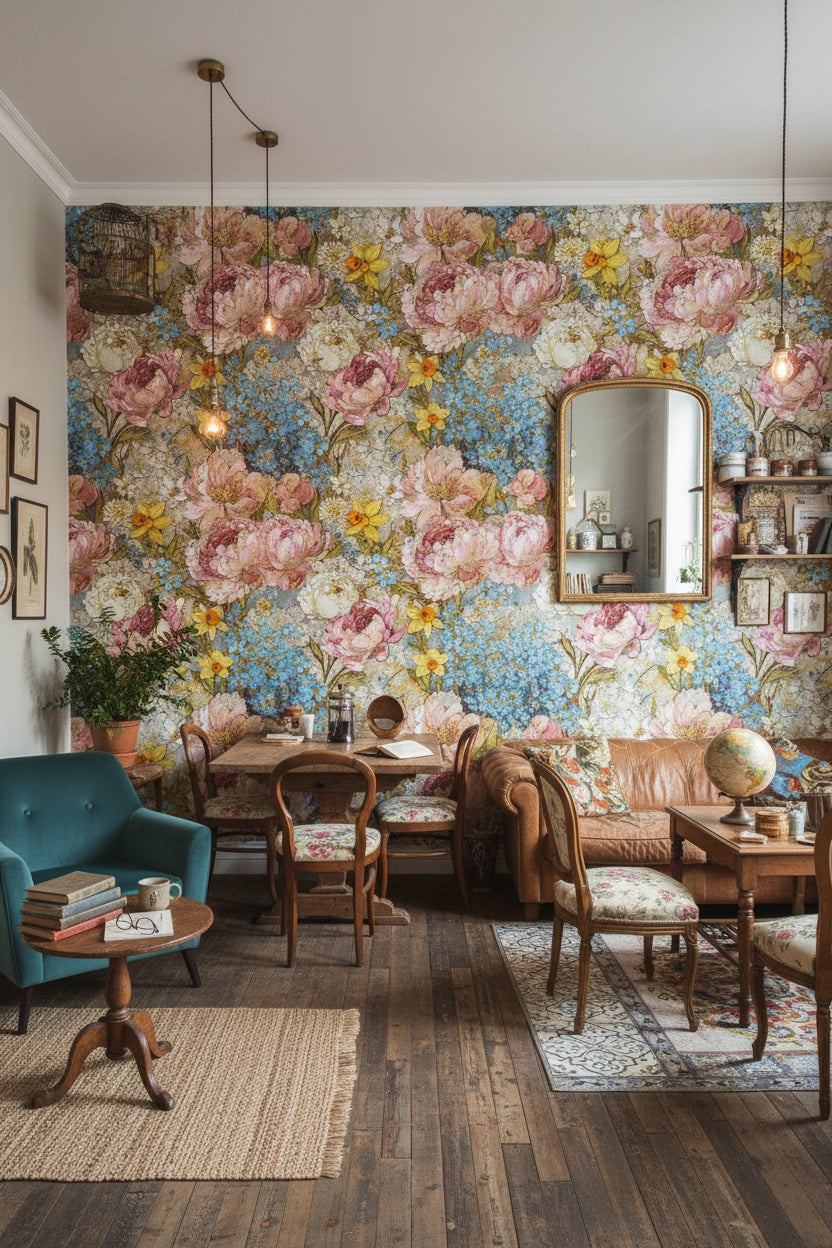 Vintage Floral Wallpaper Classic Traditional Wall Mural