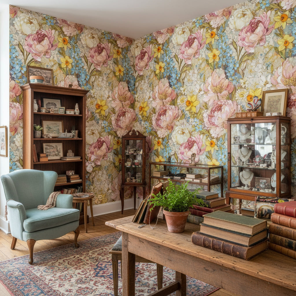 Vintage Floral Wallpaper Classic Traditional Wall Mural