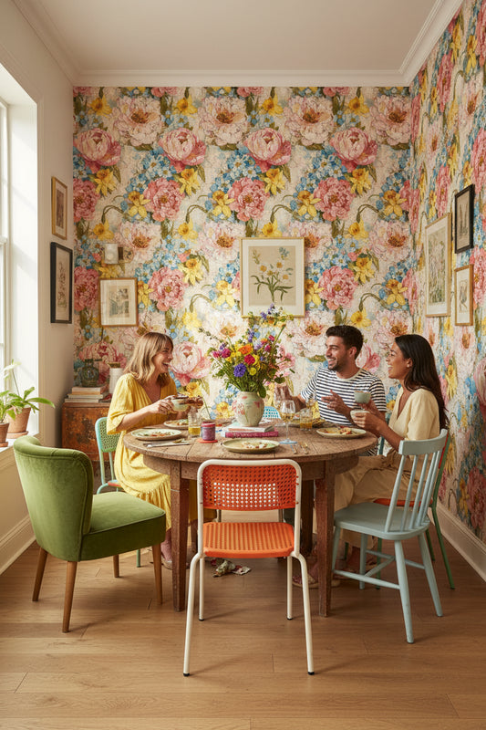 Floral Vintage Wallpaper Impasto Decorative Mural