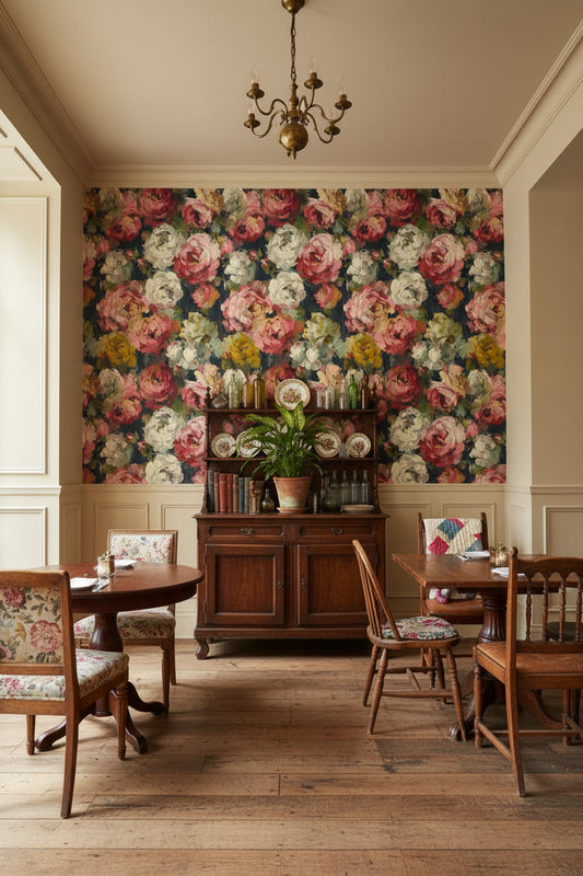 Floral Wallpaper Roses Mural Vintage Wall Decor