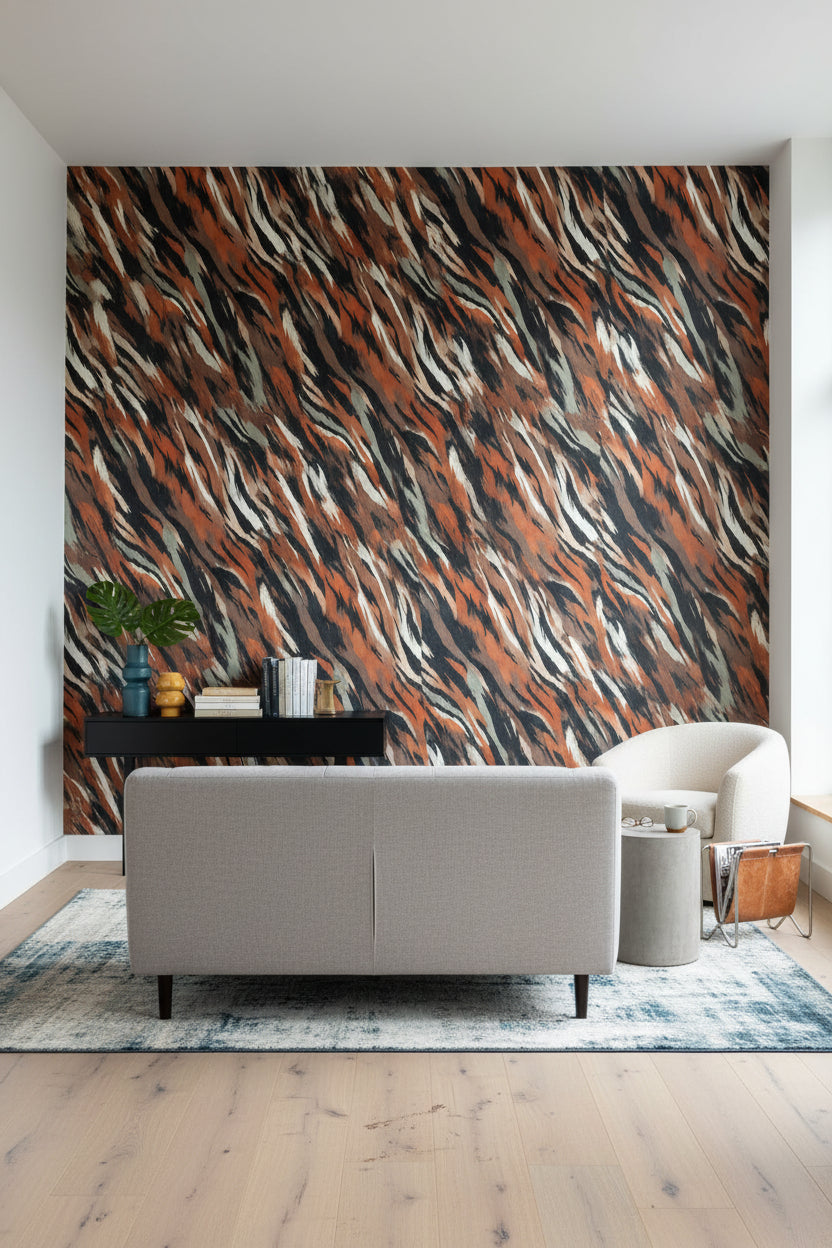 Animal Print Wallpaper Tiger Stripes Removable Modern Wall Double Roll