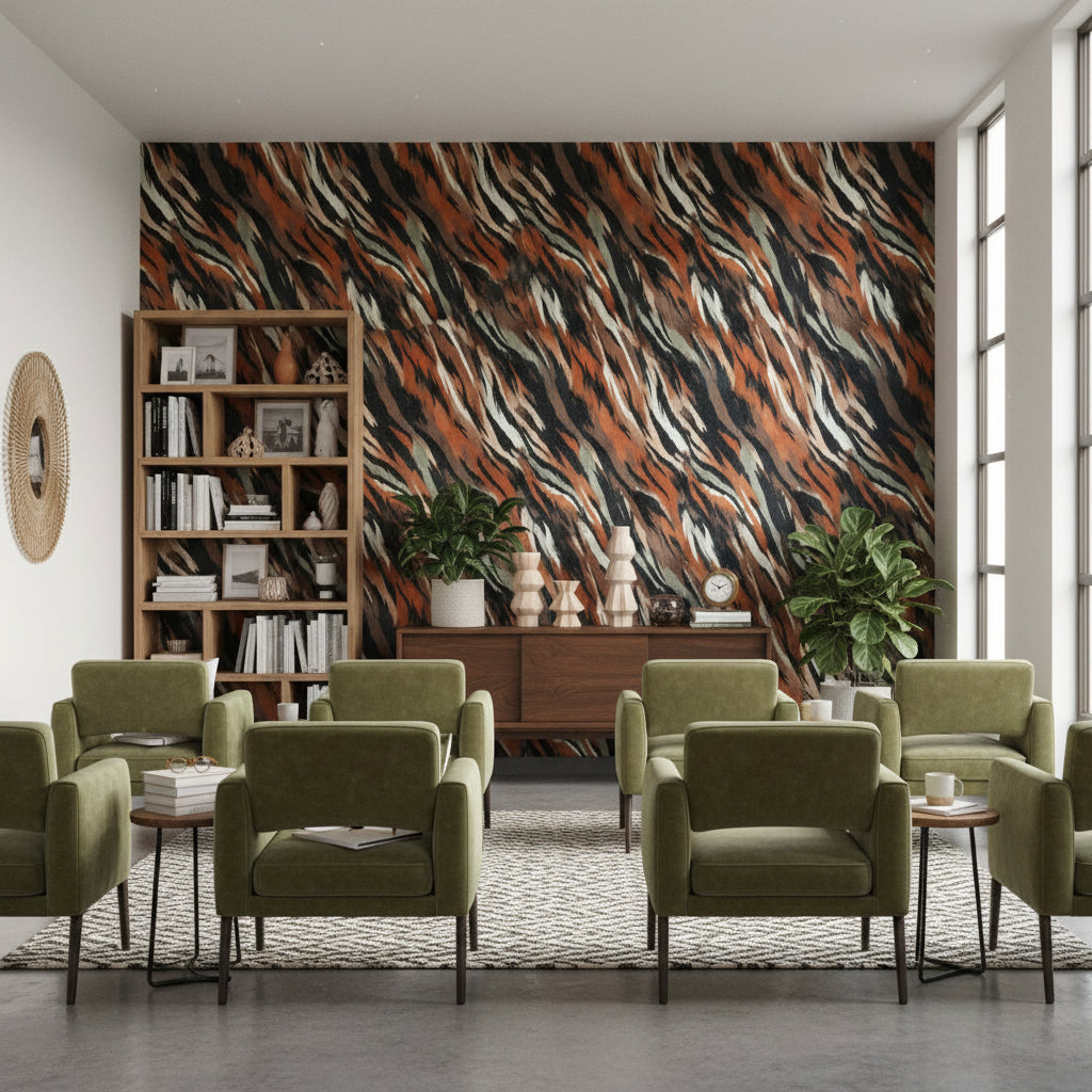 Animal Print Wallpaper Tiger Stripes Removable Modern Wall Double Roll