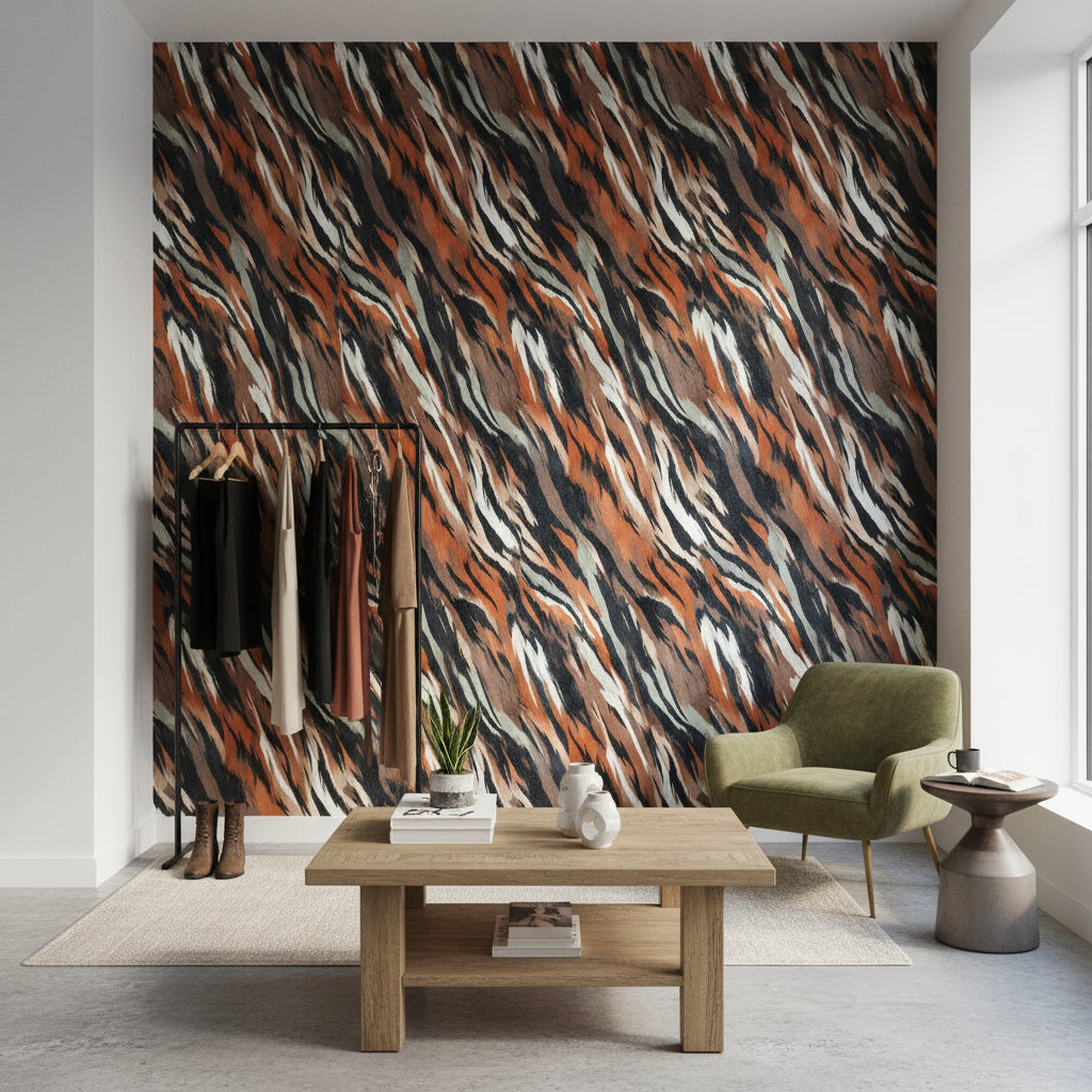 Mocha Brown Abstract Brushstroke Wallpaper