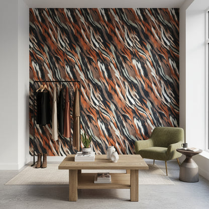 Mocha Brown Abstract Brushstroke Wallpaper