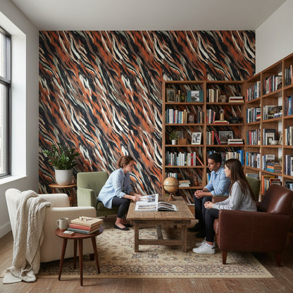 Mocha Brown Abstract Brushstroke Wallpaper