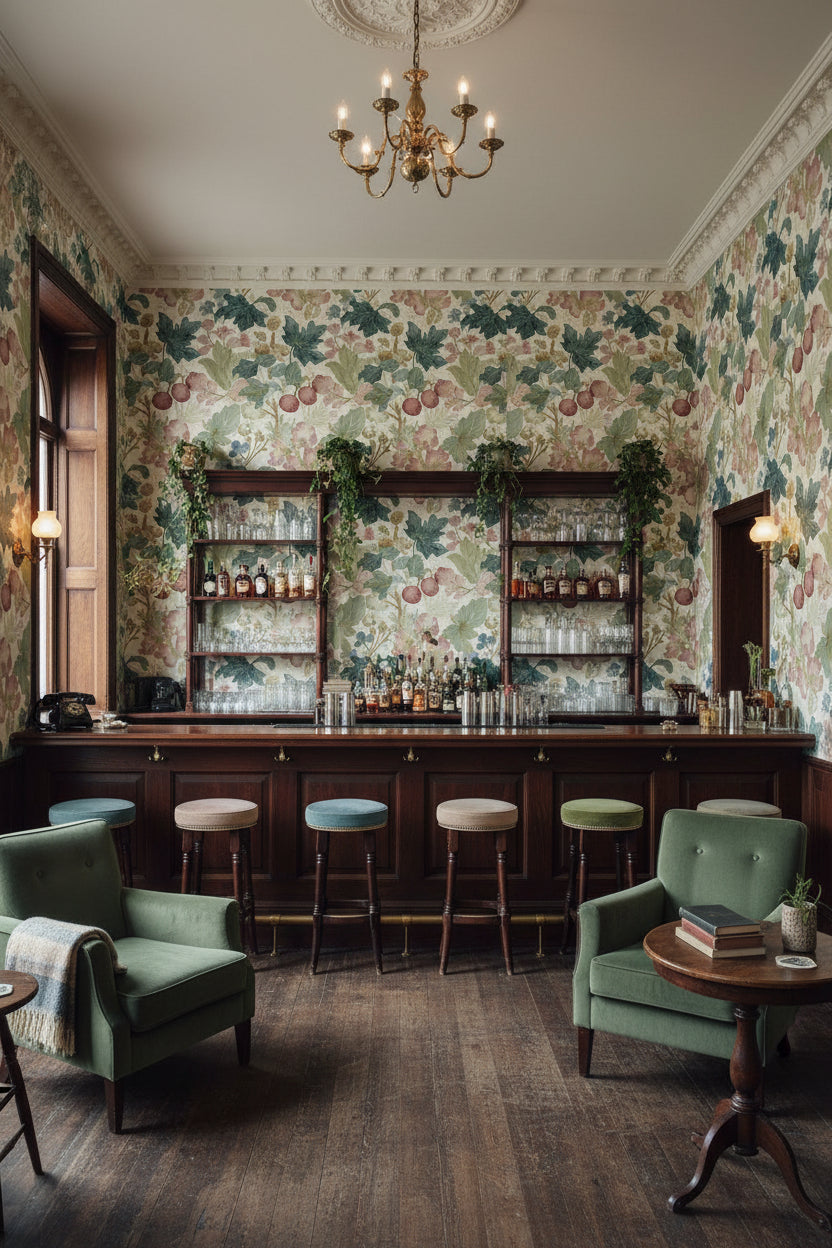 Cream Vintage Floral Botanical Pattern Wallpaper