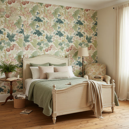 Cream Vintage Floral Botanical Pattern Wallpaper