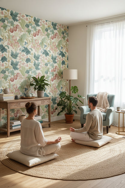 Cream Vintage Floral Botanical Pattern Wallpaper