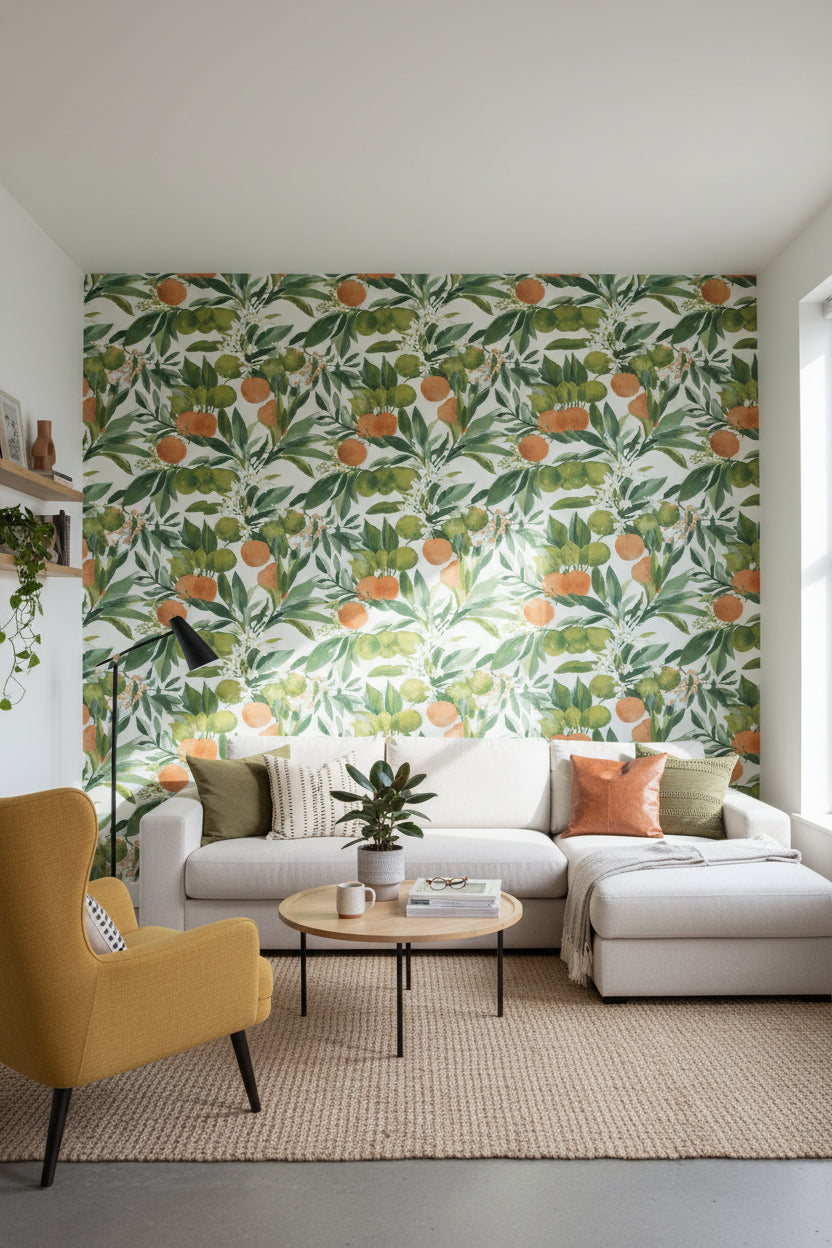 White Background Wallpaper Modern Floral Wall Mural