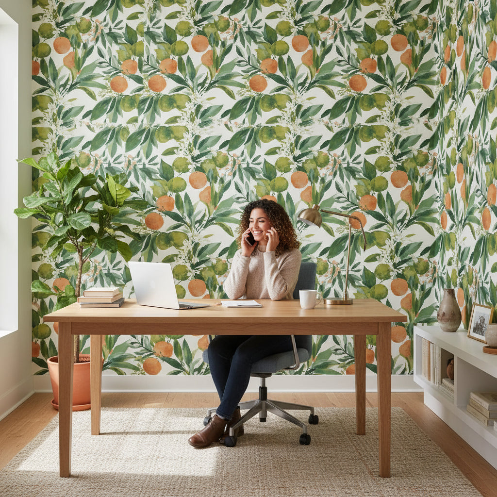 White Background Wallpaper Modern Floral Wall Mural