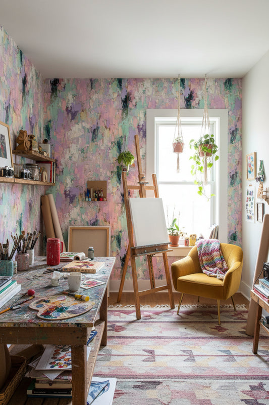 Abstract Wallpaper Pastel Textured Removable Wall Decor