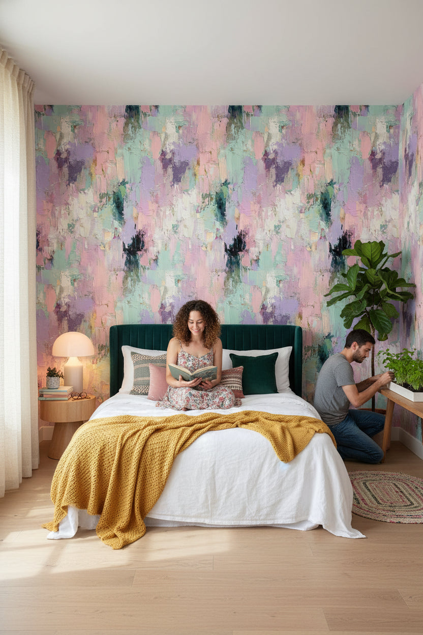 Abstract Wallpaper Pastel Textured Removable Wall Decor