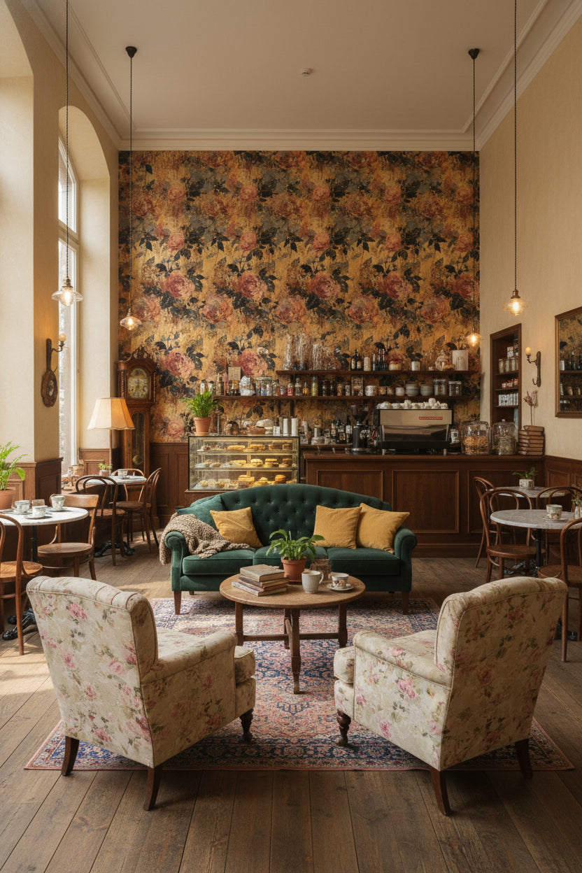 Floral Wallpaper Vintage Gold Wall Mural