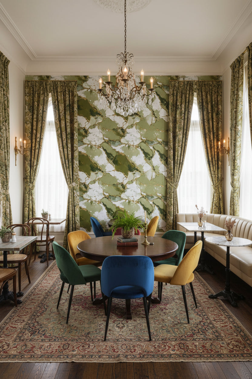 Marble Wallpaper Green Gold Decorative Mural