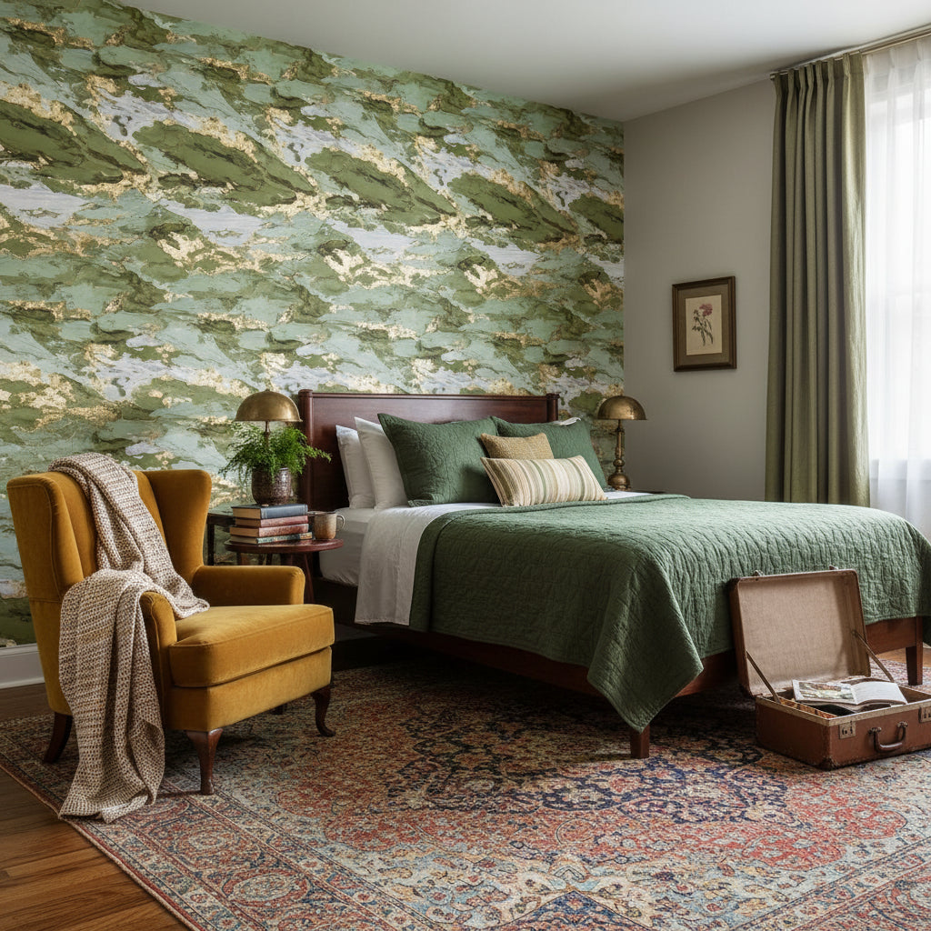 Shades Of Green Wallpaper Abstract Luxurious Wall Decor