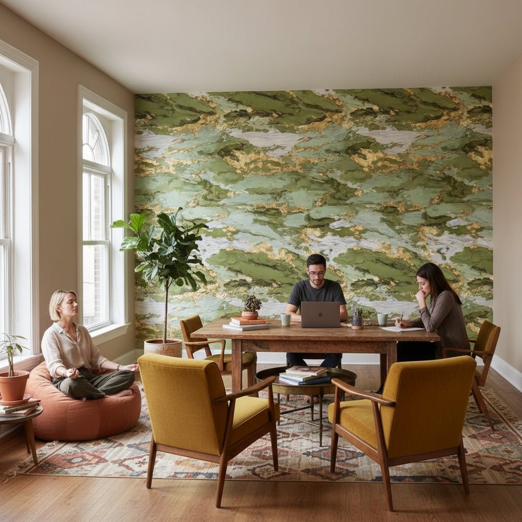 Shades Of Green Wallpaper Abstract Luxurious Wall Decor