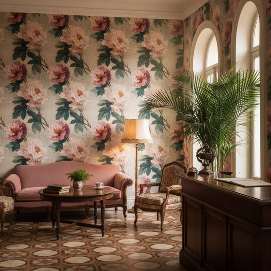 Floral Wallpaper Vintage Mural Pink Wall Decor