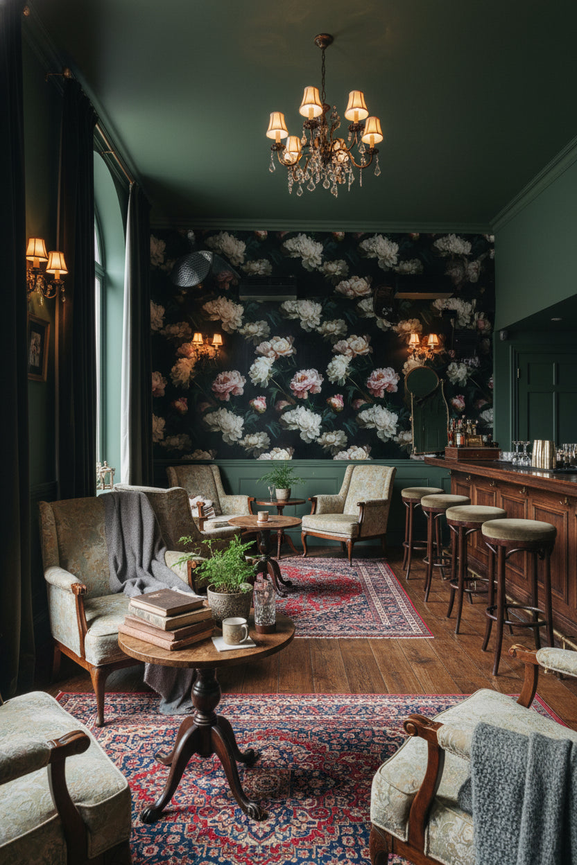 Floral Wallpaper Peonies Vintage Wall Mural