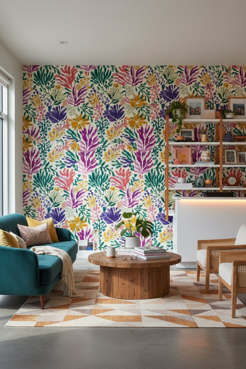 Shades Of Green Wallpaper Floral Abstract Wall Mural