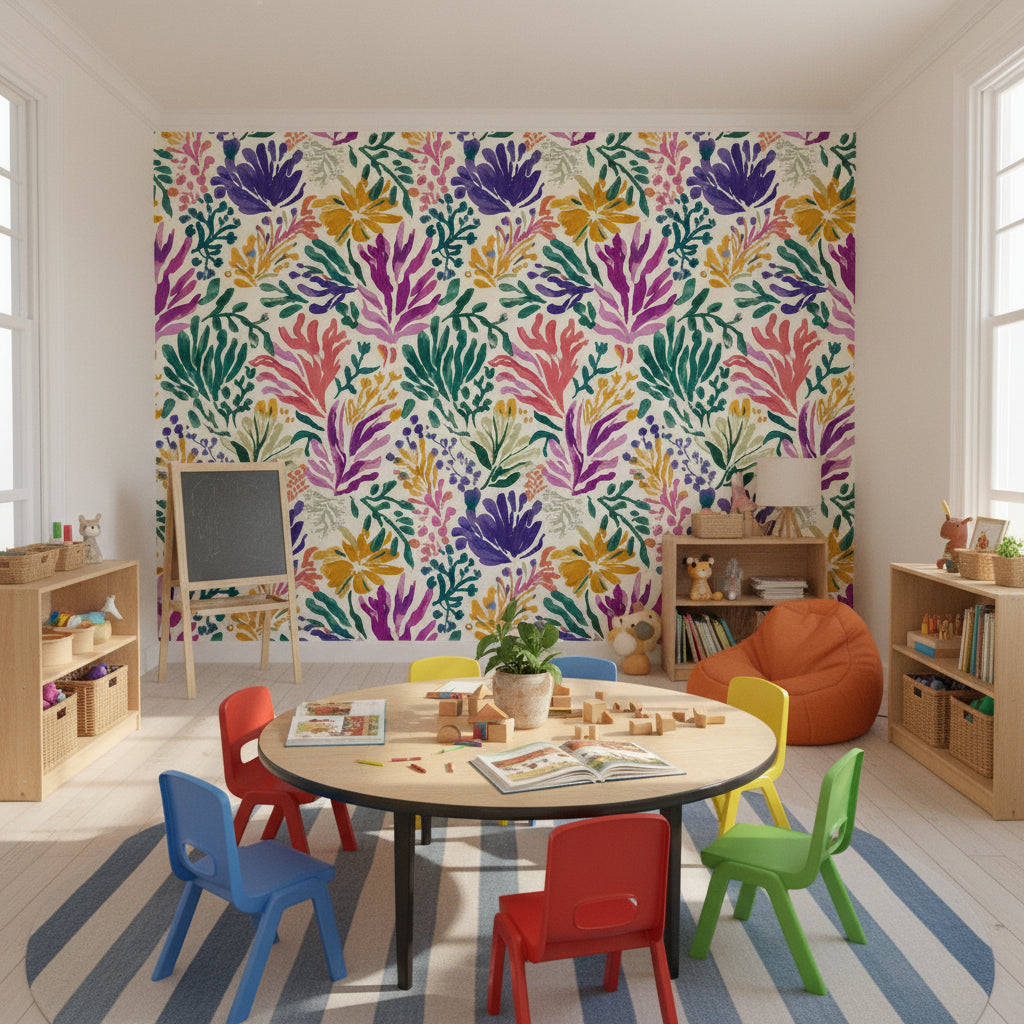 Shades Of Green Wallpaper Floral Abstract Wall Mural