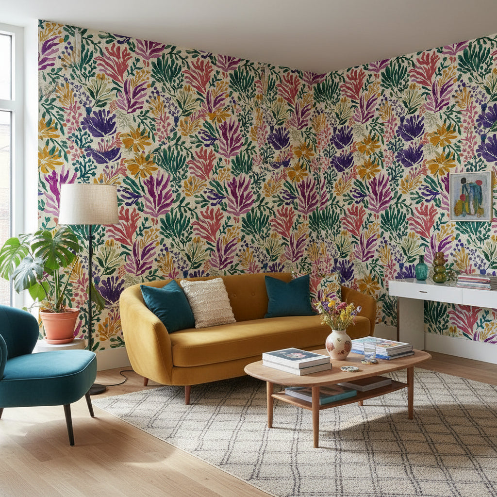 Shades Of Green Wallpaper Floral Abstract Wall Mural