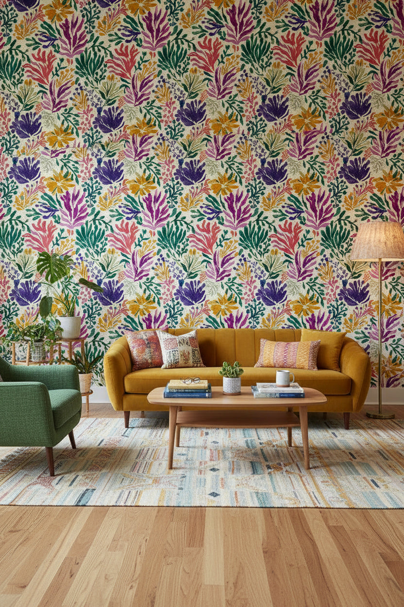 Shades Of Green Wallpaper Floral Abstract Wall Mural